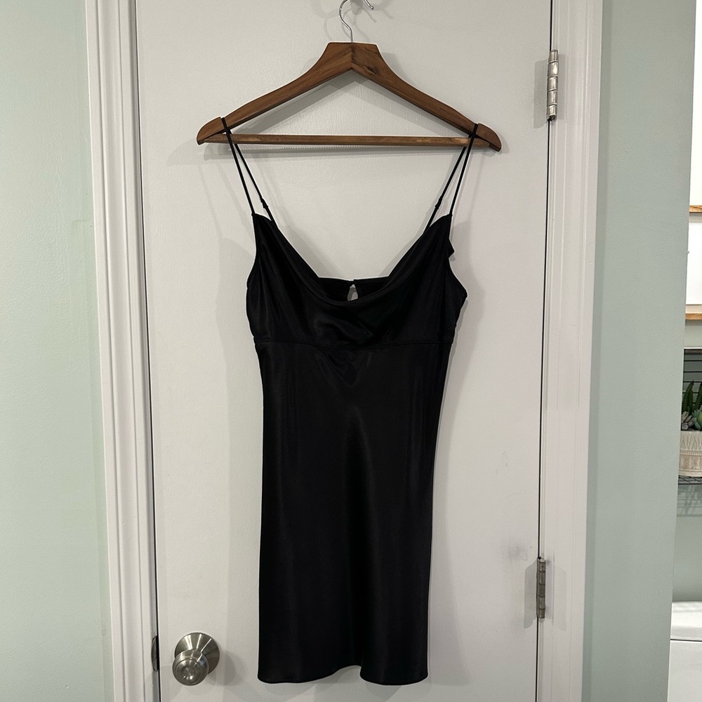 Victoria's Secret Black Satin Slip Chemise